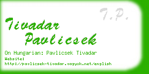 tivadar pavlicsek business card